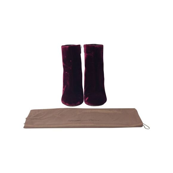 Gianvito Rossi Rolling 85 Ankle Boots in Burgundy Velvet - Picture 7 of 7
